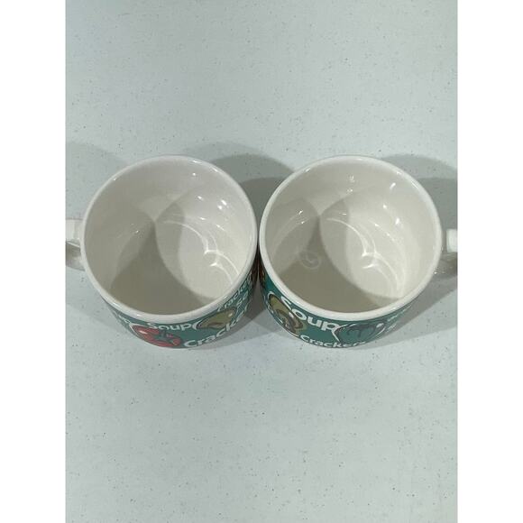 Houston Harvest Gift Products Set Of 2 Vintage 12oz Soup Crackers Mug Bowls - Picture 5 of 7
